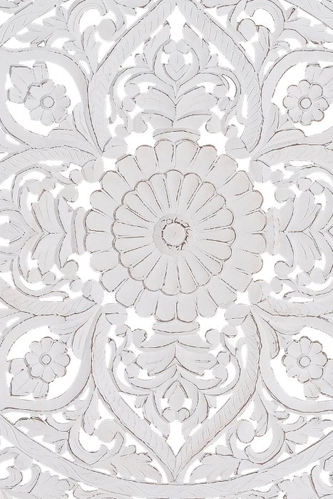 Giner y Colomer Cabecero Entallado a Mano Blanco Envejecido, Panel Decorativo de MDF 120x120x4 cm